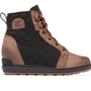 NEW Sorel Evie II NW Lace Plus Waterproof Wedge Boots Tobacco / Black US Sz 9.5